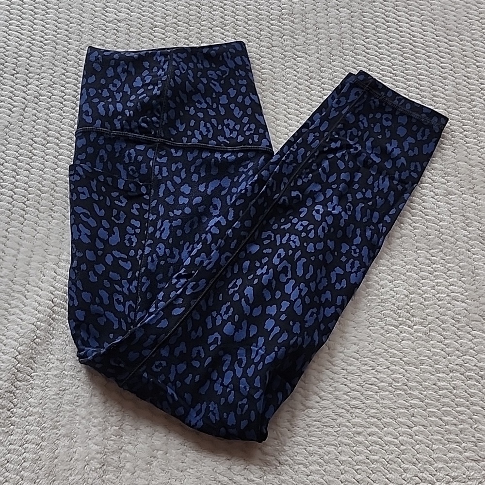 Athleta Animal Print Blue&Black Leggings